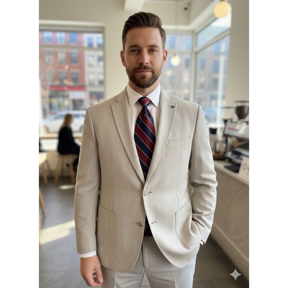 Roy Robson Men 40-42R Sport Coat Bamboo Wool Poly Blend Hand Made Blazer Jacket